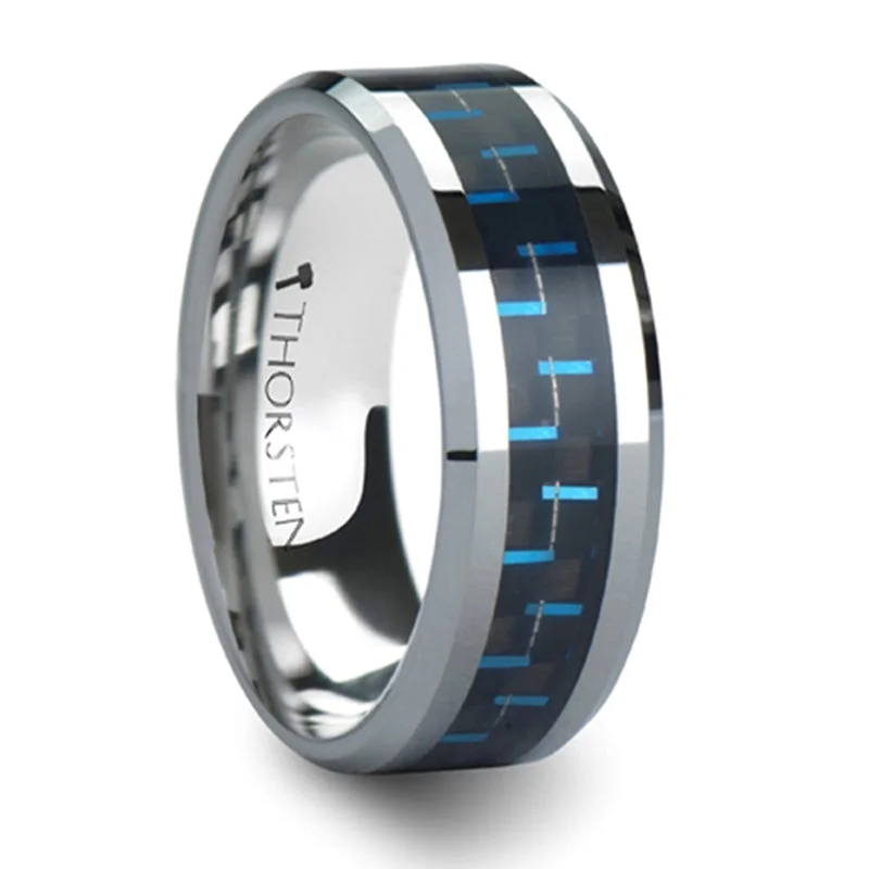 Personalized Jewelry Sale – Meaningful Gifts At Great Prices Thorsten Auxilius Black & Blue Carbon Fiber Inlay Tungsten Carbide Ring (6-10mm) W559-BBCF