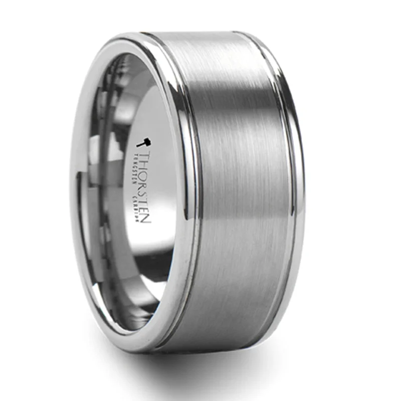 Grab Stylish Jewelry Before The Sale Ends Thorsten Bridgeport Pipe Cut Brush Finish Tungsten Carbide Ring (6-10mm) W870-SCGB