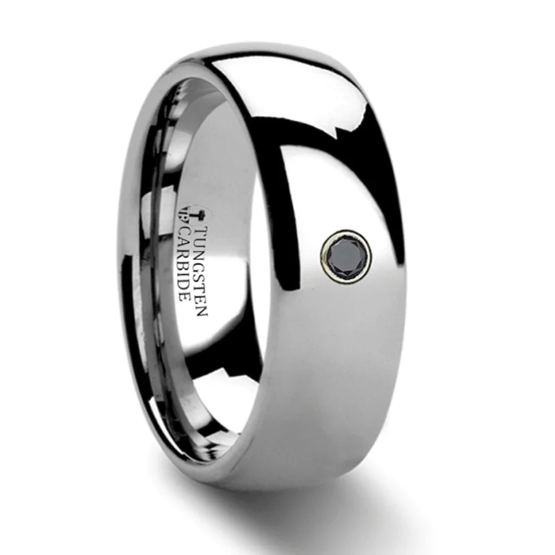 Huge Markdowns On Premium Jewelry Styles Thorsten Brisbane Domed Black Diamond Tungsten Carbide Ring (8mm) W388-DPDH