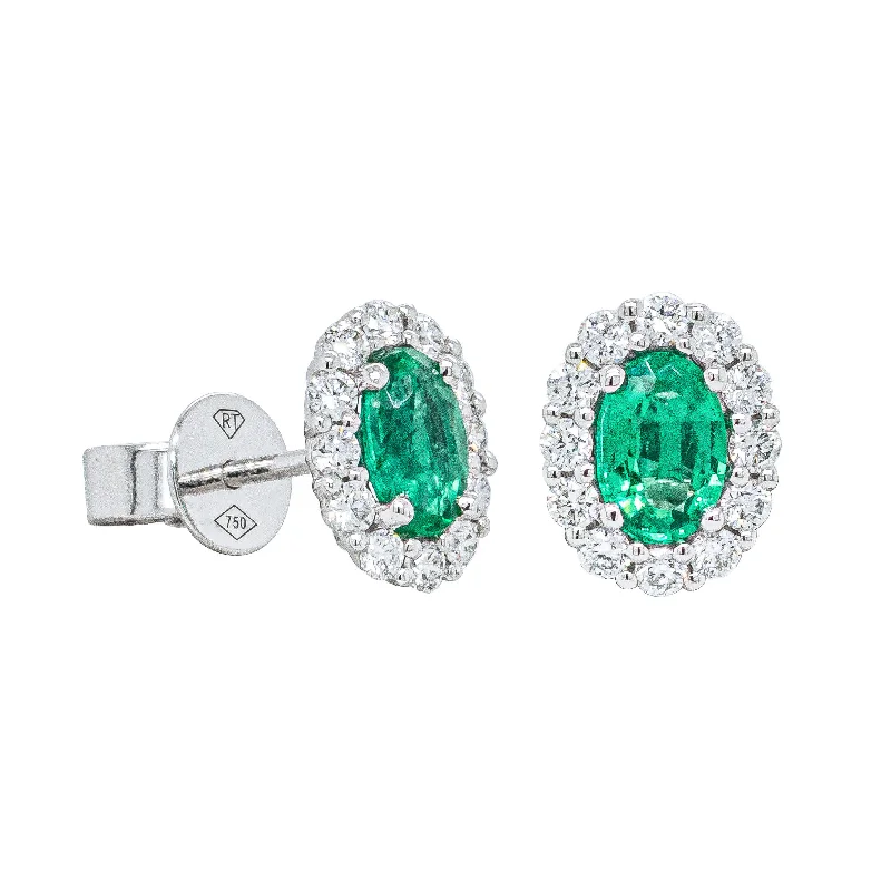 Make Every Moment Shine – Jewelry Discounts Available 18ct White Gold .78ct Emerald & Diamond Earrings