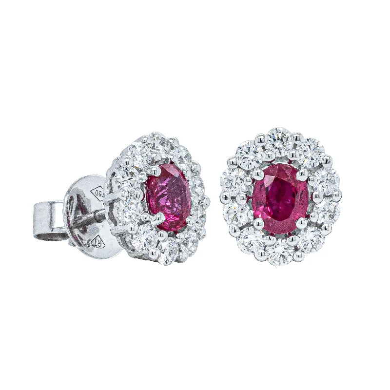 Get Your Favorite Jewelry At The Best Price 18ct White Gold .91ct Ruby & Diamond Earrings