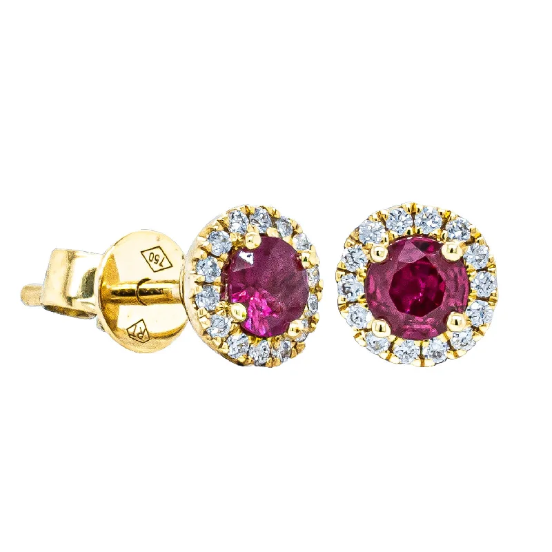 Breathtaking Jewelry, Breathtaking Prices 18ct Yellow Gold .36ct Ruby & Diamond Earrings