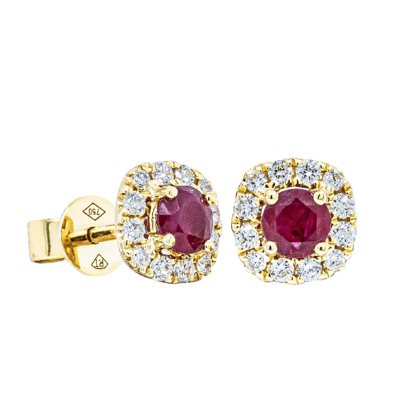 Exclusive Jewelry Sale Event – Shop Now 18ct Yellow Gold .47ct Ruby & Diamond Earrings