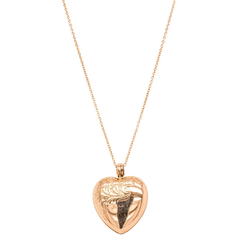 Grab Stylish Jewelry Before The Sale Ends Deja Vu 9ct Rose Gold Engraving Heart Locket With Cable Chain