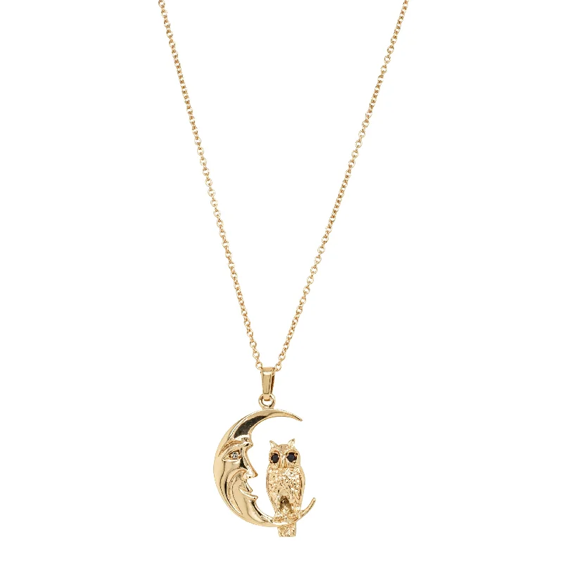 Celebrate With Sparkle – Jewelry Sale Now Live Deja Vu 9ct Yellow Gold Sapphire & Diamond Moon and Owl Pendant