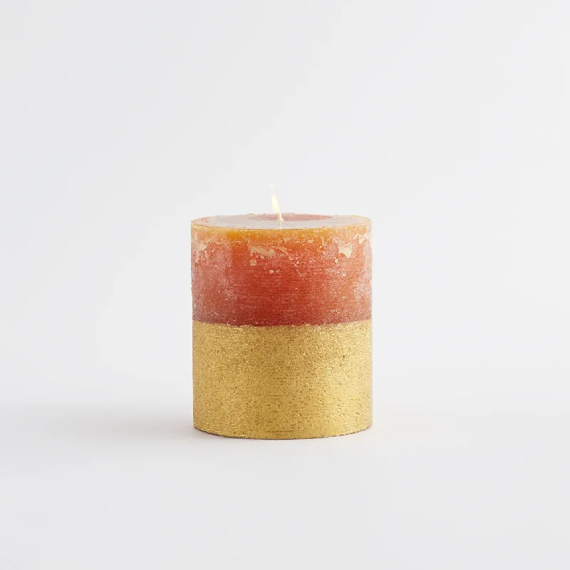 Affordable Luxury Jewelry For Every Occasion St Eval Gold Dipped Pillar Candle - Orange and Cinamon