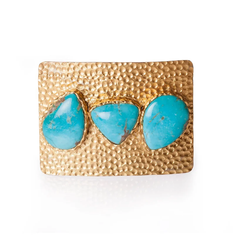 Seasonal Jewelry Deals – Elevate Your Style Turquoise and Hammered Gold Belt Buckle